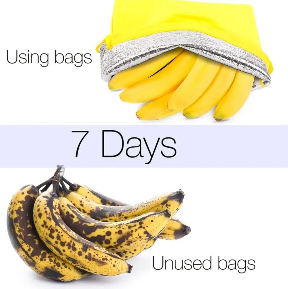 Yellow Reusable Freezer Bag Storage Anti-Ripening for Bananas / Other Fruit -GUC
